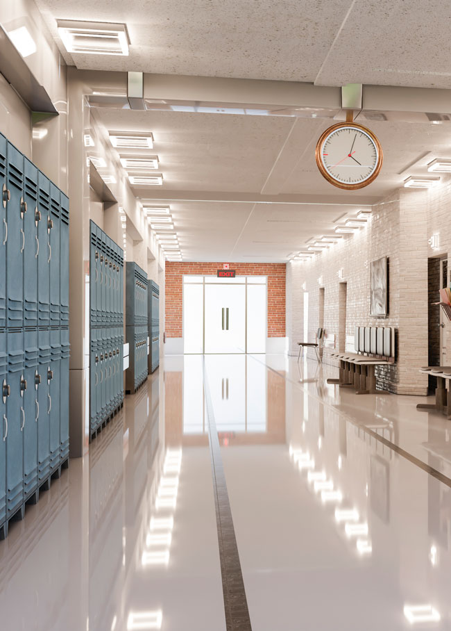 Reinigen vloeren van scholen